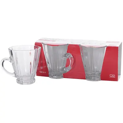 JOGO DE CANECA XICARA DE VIDRO PARA CAFE / CAPPUCCINO ACADIA COM 2 PECAS 180ML