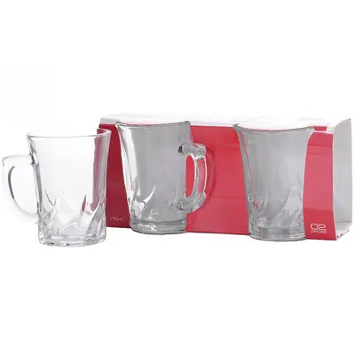 JOGO DE CANECA XICARA DE VIDRO PARA CAFE / CAPPUCCINO COSTA COM 2 PECAS 170ML