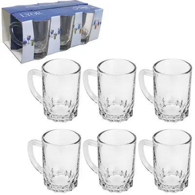 JOGO DE CANECA XICARA DE VIDRO PARA CAFE / CAPPUCCINO HANOI COM 6 PECAS 80ML NA CAIXA