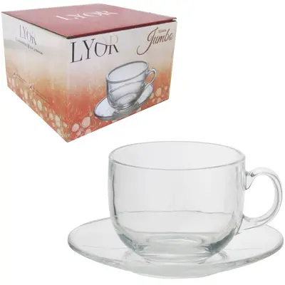 CANECA DE VIDRO JUMBO 500ML COM PIRES 17CM DE Ø NA CAIXA