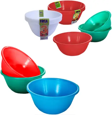 JOGO DE TIGELA DE PLASTICO REDONDA PARA SOBREMESA COLORS COM 3 PECAS 300ML
