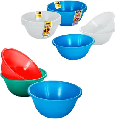 JOGO DE TIGELA DE PLASTICO REDONDA PARA SOBREMESA COLORS COM 6 PECAS 300ML