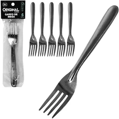 GARFO DE MESA DE INOX ORIENTE COM 6 PECAS 18CM