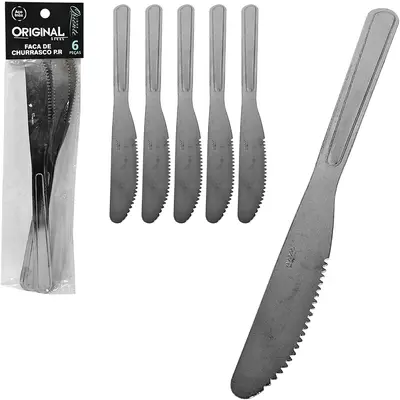FACA DE CHURRASCO DE INOX ORIENTE COM 6 PECAS 21CM