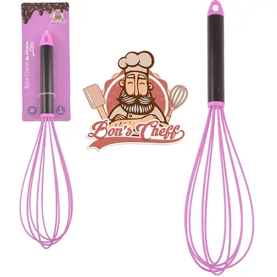 BATEDOR DE CLARA FOUET MANUAL DE SILICONE CALDAS BRIGADEIRO CABO INOX BONS CHEFF 29,5X7CM