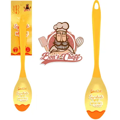 COLHER DE ARROZ DE SILICONE CARAMELO CABO ACRILICO BONS CHEFF 30,5X6CM