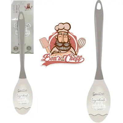 COLHER DE ARROZ DE SILICONE CINZA CABO ACRILICO BONS CHEFF 30,5X6CM