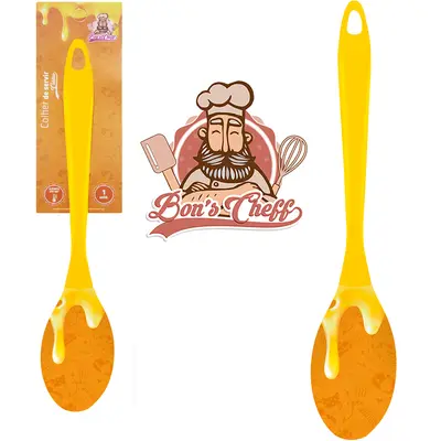 COLHER DE ARROZ DE SILICONE CALDAS CARAMELO CABO ACRILICO BONS CHEFF 30,5X6CM
