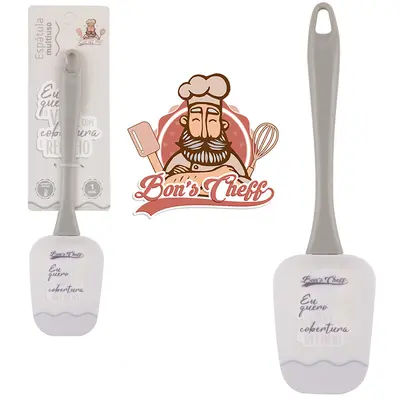 ESPATULA MULTIUSO DE SILICONE CINZA CABO ACRILICO BONS CHEFF 24X6CM