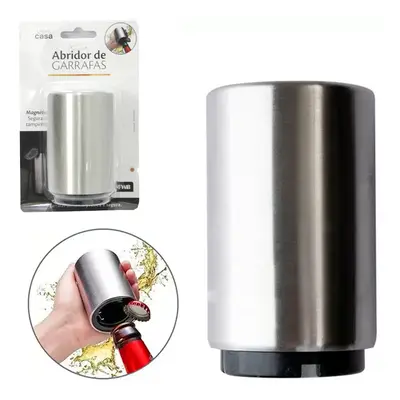 ABRIDOR DE GARRAFA MAGNETICO DE PLASTICO / INOX 8,2X5CM DE Ø