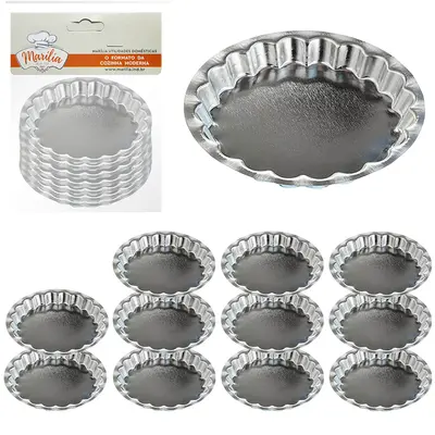 FORMA DE FLANDRES PARA TORTINHA CRESPA COM 12 PECAS 1X8,5CM DE Ø