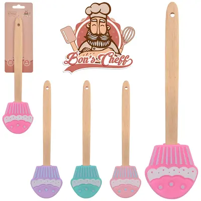 ESPATULA DE SILICONE MODELO CUPCAKE CABO MADEIRA BONS CHEFF 28,5X7,5CM