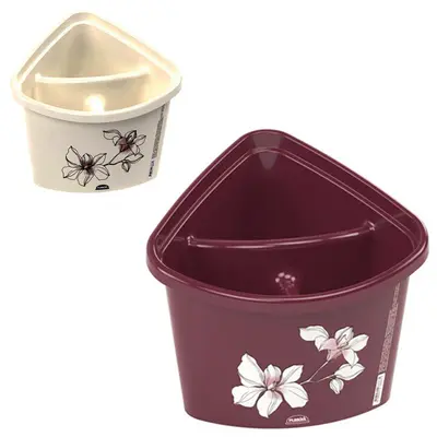 PORTA TALHER / ESCORREDOR DE TALHER DE PLASTICO COM 3 DIVISORIAS ORQUIDEAS 18X15X15CM