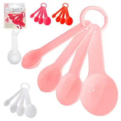 CONJUNTO DE COLHER MEDIDORA DE PLASTICO COM 4 PECAS