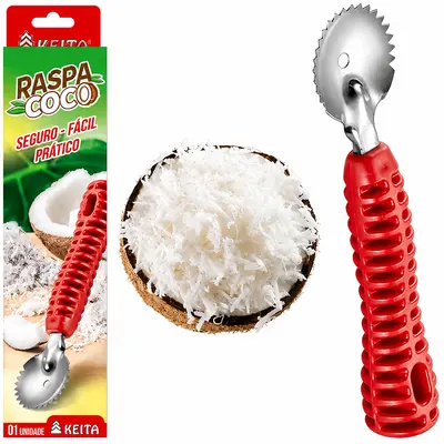 RASPA COCO DE INOX CABO PLASTICO 17,5X4,2CM NA CAIXA
