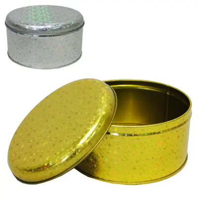 POTE DE LATA REDONDO GOLD AND SILVER DOURADO / PRATA COM TAMPA 900ML