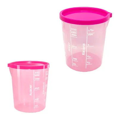 COPO DE MEDIDA / DOSADOR GRADUADO DE PLASTICO COM BICO + TAMPA ROSA DONA COTTA 400ML