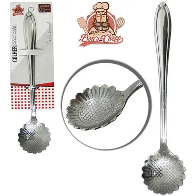 COLHER DE CAFE DE INOX FLOR 13CM BONS CHEFF NA CARTELA