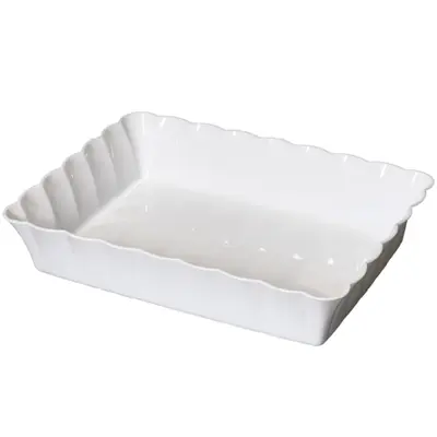 TRAVESSA DE PLASTICO RETANGULAR CANELATTA LE CHEF BRANCA 1420ML 22X14X6,5CM