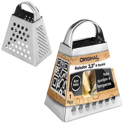 RALADOR DE INOX 4 FACES 3,3'' 8,5X6,5X4CM