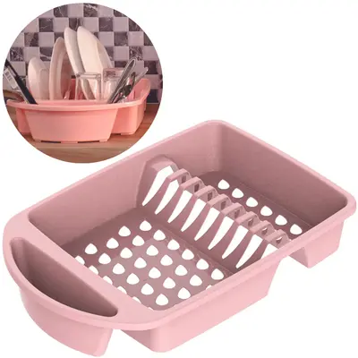 ESCORREDOR SECADOR DE PRATOS DE PLASTICO ROSA 46X31,5X8,5CM