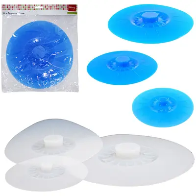 TAMPA DE SILICONE REDONDA ANTI-TRANSBORDAMENTO COM 3 PECAS 26 / 20 / 15CM DE Ø NA SOLAPA