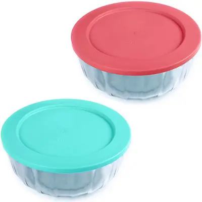 TIGELA DE VIDRO REDONDA BOWL OCEANI COM TAMPA DE PLASTICO 900ML 16CM DE Ø