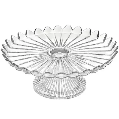 PRATO DE VIDRO PARA BOLO / DOCES COM PE PETALAS DE JASMIN 10X24,5CM DE Ø