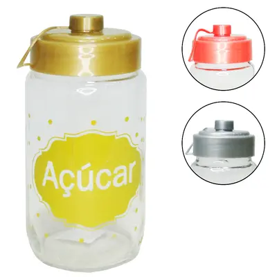 ACUCAREIRO DE VIDRO REDONDO COM TAMPA DE PLASTICO COLORS 325ML
