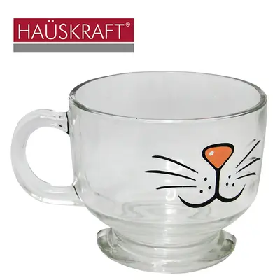 CANECA DE VIDRO JUMBO CAT HAUSKRAFT 500ML