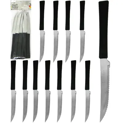 FACA DE CHURRASCO DE INOX 4'' UNA COM 12 PECAS