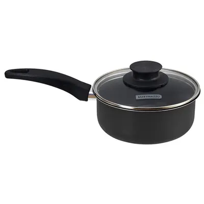 PANELA ANTIADERENTE COM TAMPA DE VIDRO TROPICOS PRETA 8,5X18CM DE Ø 2 L