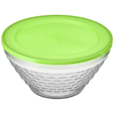 TIGELA SALADEIRA DE VIDRO REDONDA BOWL BICO DE JACA COM TAMPA DE PLASTICO 2L 20CM DE Ø