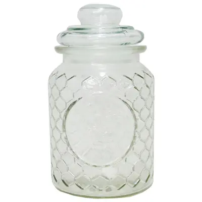 POTE DE VIDRO REDONDO COM TAMPA HERMETICA DE VIDRO 1100ML