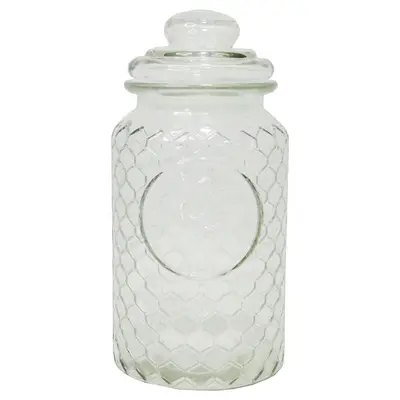 POTE DE VIDRO REDONDO COM TAMPA HERMETICA DE VIDRO 1400ML