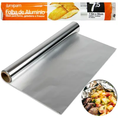 PAPEL FOLHA DE ALUMINIO 7,5MX30CM