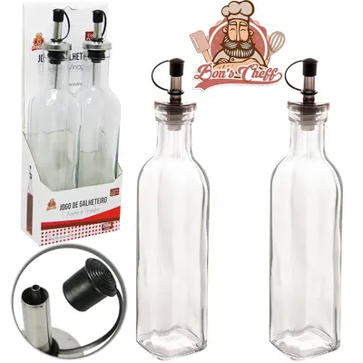 GALHETEIRO DE VIDRO COM 2 PECAS 250ML BONS CHEFF
