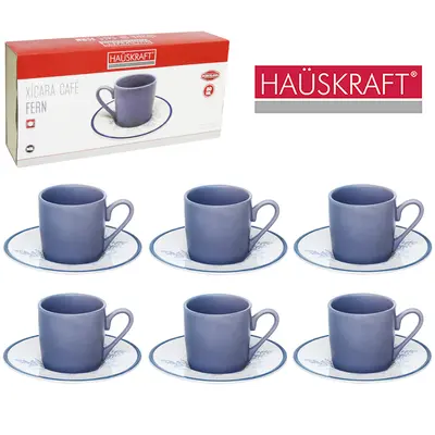 JOGO DE XICARA DE PORCELANA COM PIRES PARA CAFE FERN HAUSKRAFT 12 PECAS 80ML