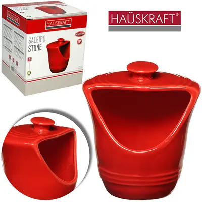 SALEIRO DE PORCELANA STONE VERMELHO HAUSKRAFT 185ML