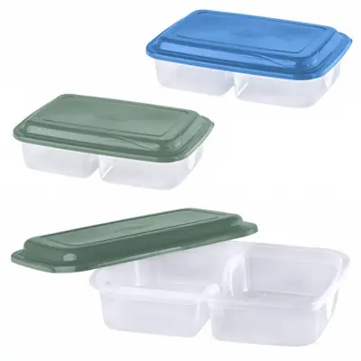 PORTA FRIOS DE PLASTICO DUPLO RETANGULAR COM TAMPA 27X18X7CM