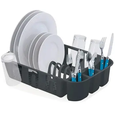 ESCORREDOR SECADOR DE PRATOS DE PLASTICO PRETO 40X28X9CM