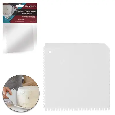 ESPATULA DECORADOR DE BOLO DE PLASTICO BRANCO CONFEITEIRO 13X13XM NA SOLAPA