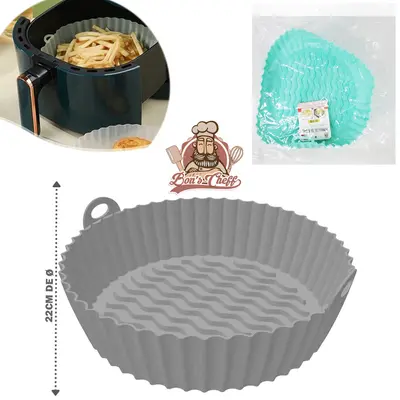 FORMA DE SILICONE REDONDA COM ALCA PARA AIR FRYER / FRITADEIRA ELETRICA BONS CHEFF 6X22CM DE Ø