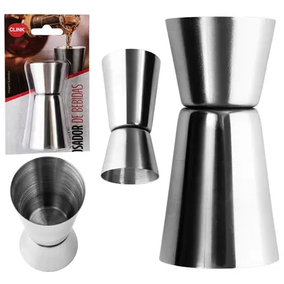 DOSADOR DE BEBIDA / COPO DE DOSE / SHOT DUPLO DE INOX 50 / 25ML NA CARTELA