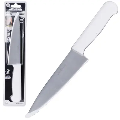 FACA DE CARNE / PEIXEIRA DE INOX 6'' CABO PLASTICO BRANCO PREMIUM