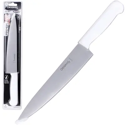 FACA DE CARNE / PEIXEIRA DE INOX 8'' CABO PLASTICO BRANCO PREMIUM