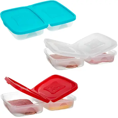 PORTA FRIOS DE PLASTICO DUPLO RETANGULAR COM TAMPA COLORS 25X17X5CM
