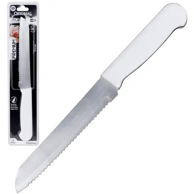 FACA DE PAO DE INOX 6'' CABO PLASTICO BRANCO PREMIUM