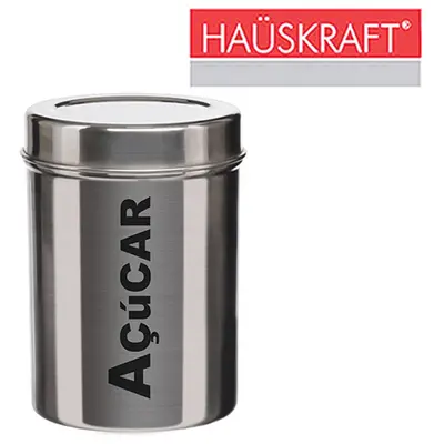 POTE DE INOX REDONDO ACUCAR COM TAMPA VIENA HAUSKRAFT 600ML