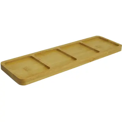 BANDEJA PETISQUEIRA DE BAMBU RETANGULAR COM 4 DIVISORIAS 33X10CM